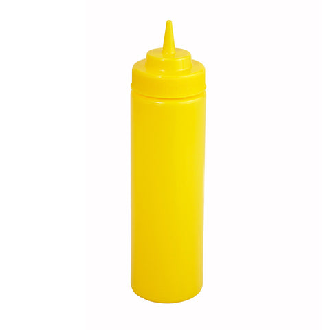 Winco PSW-24Y 24oz Wide-Mouth Yellow Squeeze Bottle