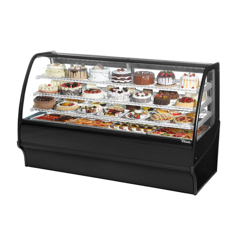 True Mfg. TDM-R-77-GE/GE-S-S 77" Curved Glass Refrigerated Display Merchandiser, Stainless Exterior and Interior