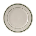 TGB-008 Tuxton Green Bay 9" Eggshell Wide Rim Rolled Edge China Plate w/ Green Bands-Tuxton China