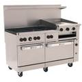 C60SS-6B24GBN Wolf 60" 6-Burner Range w/ 24" (R) Side Griddle/Broiler & 2 Standard Ovens -NAT-Wolf