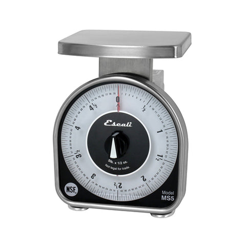 San Jamar SCMDL5 NSF MS-Series Mechanical Dial Scale, 5 lb / 80 oz, Stainless Steel
