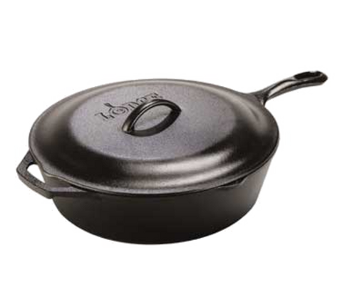 Lodge L10CF3 5 Qt. Pre-Seasoned Cast Iron Covered Deep Skillet