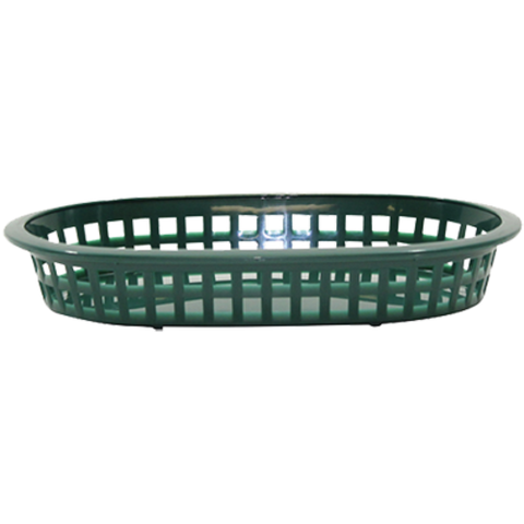 1073FG Tablecraft 9-1/4" x 6" x 1-1/2" Forest Green Oval A La Carte Platter Basket