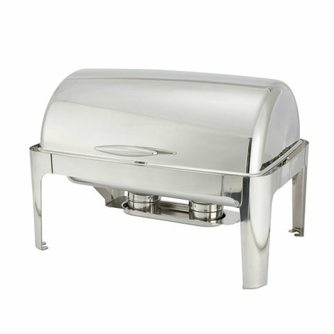 601 Winco 8 Qt. Full Size Chafer w/ Roll-top Lid & Chafing Fuel Heat-WINCO