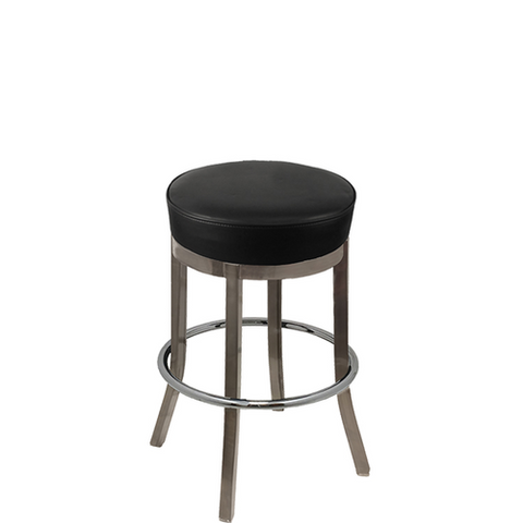 Oak Street Manufacturing BB-288-CCS XL Button Top Backless Barstool with Clear Coat Stationary Frame
