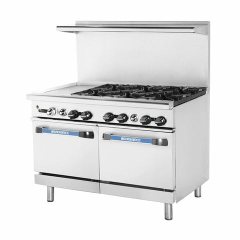 TARG-12G6B Turbo Air 48" 6-Burner Gas Range & Griddle Top w/ (2) Ovens-Turbo Air