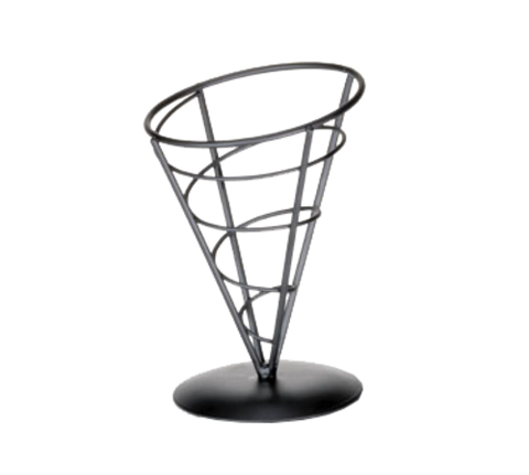 TableCraft AC57 Vertigo Collection 5" Appetizer Wire Cone Basket, Black