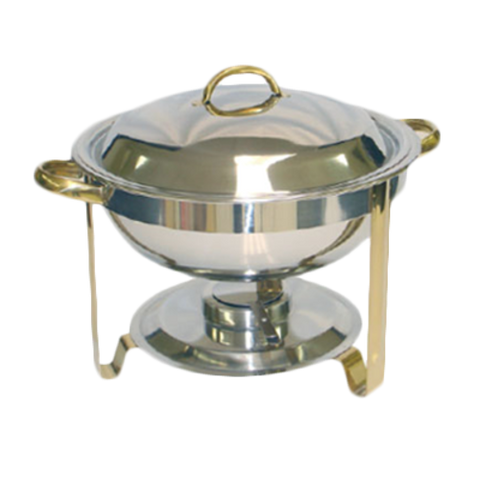 SLRCF0831GH Thunder Group 4 Quart Round With Gold Accent Chafer Set-Thunder Group