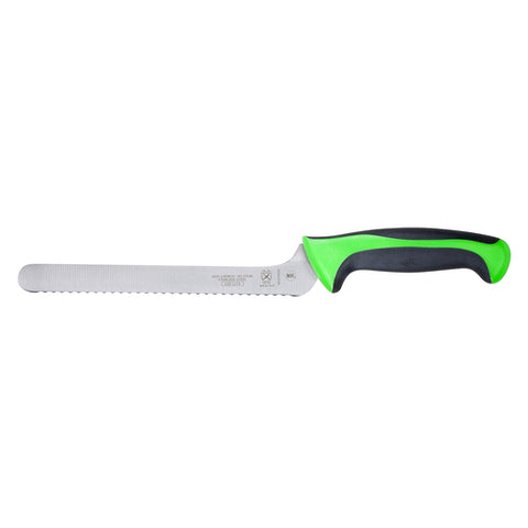 Mercer Culinary M22418GR Millennia Colors 8-Inch Offset Wavy Edge Bread Knife, Green