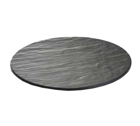 Tablecraft MG16 Frostone 16" Round Faux Slate Black Melamine Display Tray