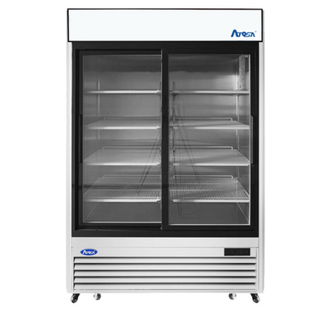 Atosa MCF8709GR Bottom Mount Two Sliding Glass Door Merchandiser Refrigerator