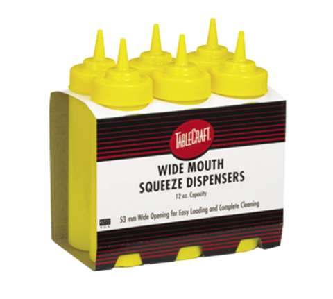 Tablecraft Products C12463M 24 oz Yellow Wide Mouth Polyethylene Squeeze Bottle