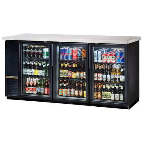 TBB-24-72G-HC-LD True Mfg. Back Bar Cooler, three-section, 73-1/8"W, (105) 6-packs or (3) 1/2 keg capacity