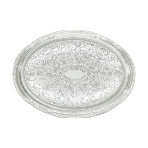 Winco CMT-1318 Oval Chrome-Plated Serving Tray with Gadroon Edge, 18-3/4" x 13"