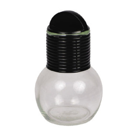 Winco GHT-10 10 oz Glass Hottle with Black Plastic Lid