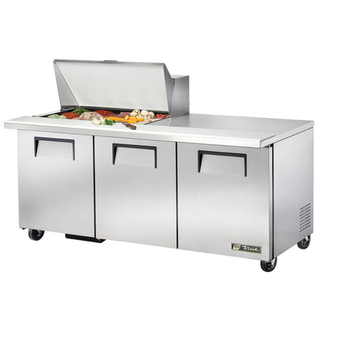 True Manufacturing TSSU-72-15M-B-HC 72" Mega-Top Solid Door Sandwich/Salad Prep Table with Hydrocarbon Refrigerant