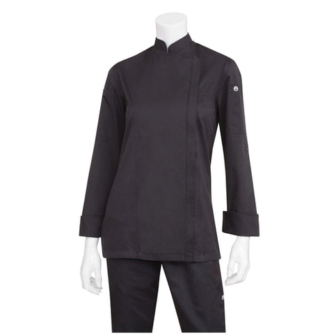 Chef Works BCWLZ005BLKL Women's Single-Breasted Hartford Chef Coat