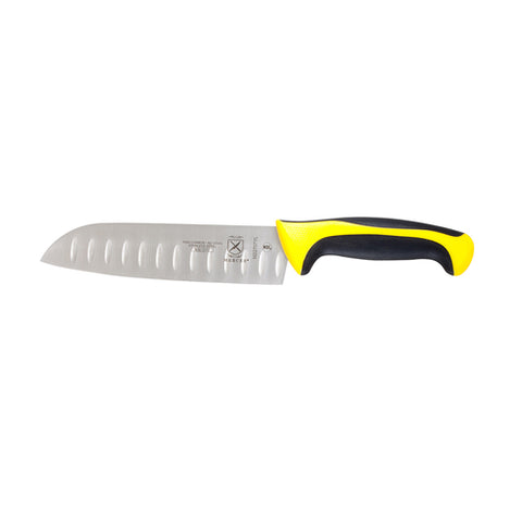 Mercer Culinary M22707YL Millennia Colors 7" Granton Edge Santoku Knife, Yellow