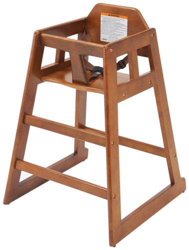 Winco CHH-104A Stackable Rubberwood High Chair, Walnut Finish, Assembled