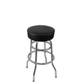 SL2129-BLK Oak Street Black Vinyl Swivel Bar Stool w/ Round Seat & Double Ring Base-OAK STREET MANUFACTURING