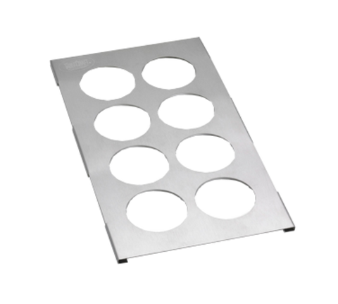 Tablecraft T8 Squeeze Bottle Template - 8-Hole 18-8 Stainless Steel Organizer, Fits Third Size Pan