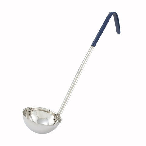 Winco LDC-8 One-Piece Stainless Steel Ladle with Blue Handle, 8 oz