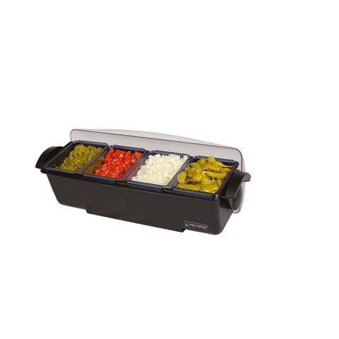 San Jamar BD4004 The Dome Condiment Center - 12 Pint, 4-Tray, Black