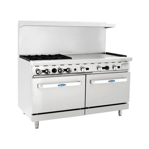 Atosa USA, Inc. AGR-4B36GR-NG 60 in Natural Gas Range with 4 Open Burners, 36 in Griddle, Dual Ovens