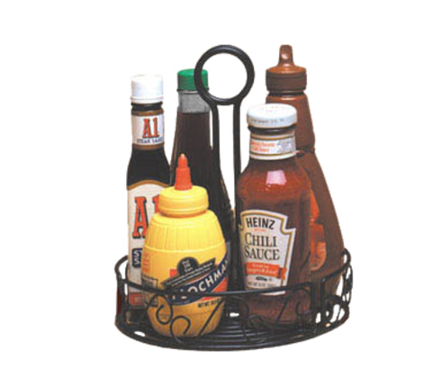 American Metalcraft WBCC8 Ironworks Scroll Wrought Iron Round Condiment Caddy, Black