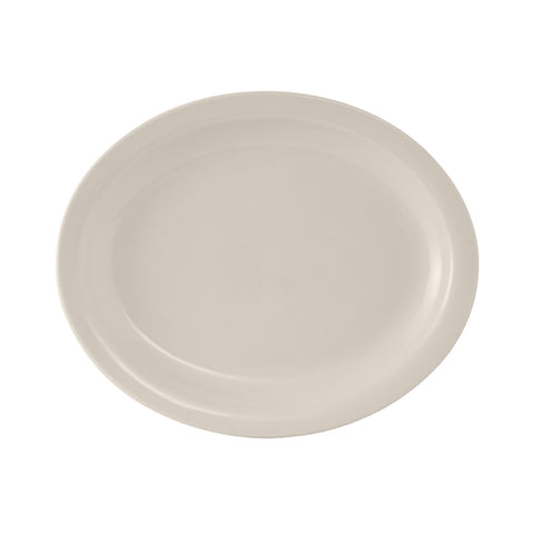 Tuxton China TNR-041 8-1/2" x 6-7/8" Oval Nevada Platter, American White/Eggshell