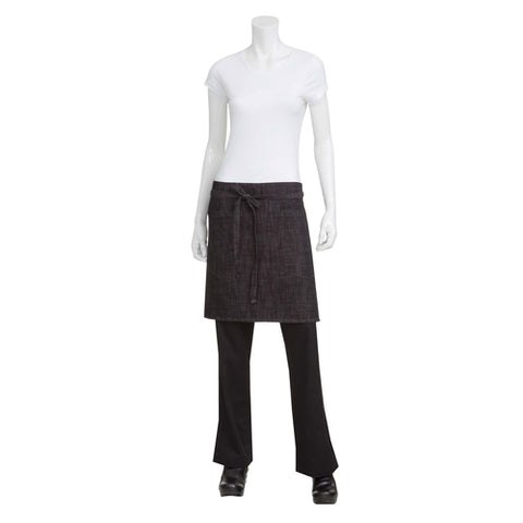 Chef Works AHWXX012BBG0 Corvallis Half Bistro Apron, Black-Burgundy, 19"L x 31"W