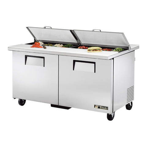 TSSU-60-16-DS-ST-HC True (16) 1/6 Size (4"D) Poly Pans, Dual Side Sandwich/Salad Unit - Each