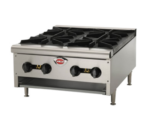 HDHP-2430G Wells Natural Gas Heavy-Duty 4-Burner Countertop Hot Plate