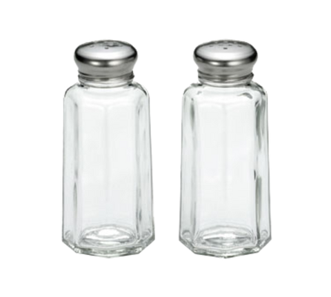 TableCraft Products 155S&P-2 2 oz Paneled Glass Salt & Pepper Shaker with Stainless Steel Top