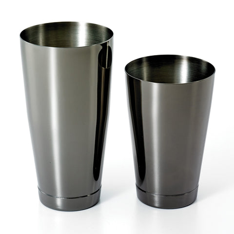 Mercer Culinary M37009BK Barfly 28 oz. & 18 oz. Gun Metal Black 2-Piece Boston Cocktail Shaker Set