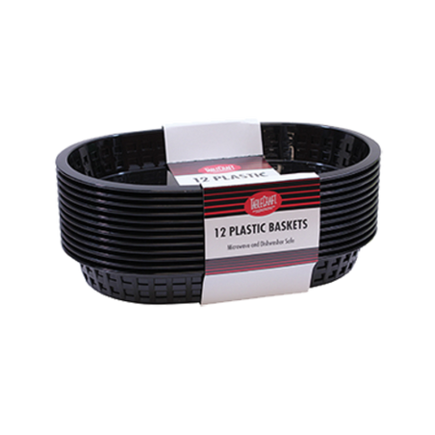 Tablecraft Products C1076BK Chicago Oval Fast Food Basket, Black Plastic