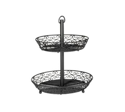 TableCraft Products BKT2A Mediterranean Two-Tier Black Metal Display Basket