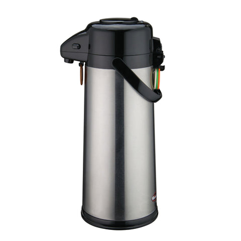 Winco AP-535 Glass Lined Airpot with Push Button Top, 3 Liter, Stainless Steel Body