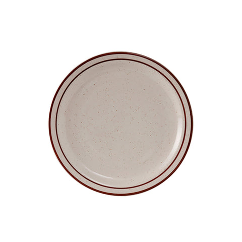 Tuxton China TBS-005 Bahamas 5-1/2" Brown Speckle Narrow Rim China Plate