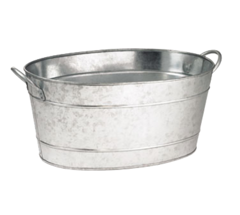 HBT1914 TableCraft Products 5.5 Gal Galvanized Oval Beverage Tub, Galvanized Steel, 19 x 14 x 9"