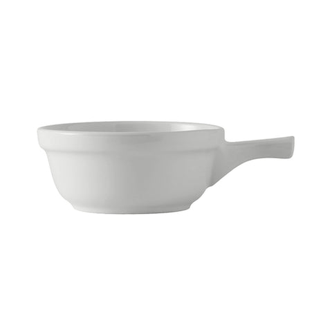 Tuxton China BWS-1402 White French Casserole Dish with Handle