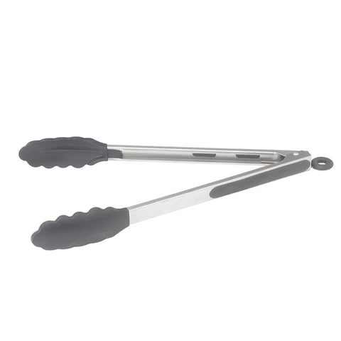 Winco UTS-12K 12" Silicone Grip Utility Tongs with Locking Clip, Stainless Steel