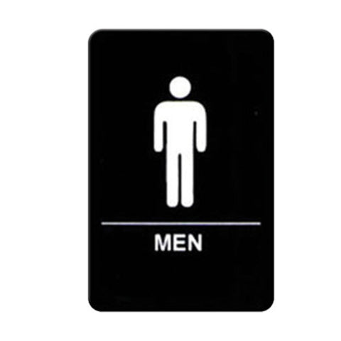 Winco SGNB-605 Men's Restroom Sign with Braille, 6" x 9\" Black