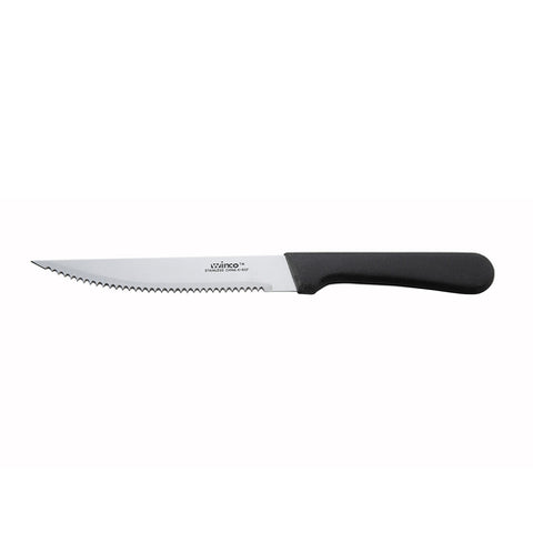 Winco K-60P Steak Knife with 5" Serrated Blade and Pointed Tip