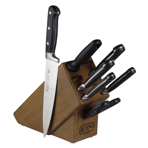 Winco KFP-BLKA Acero 8-Piece Forged German Steel Knife Block Set