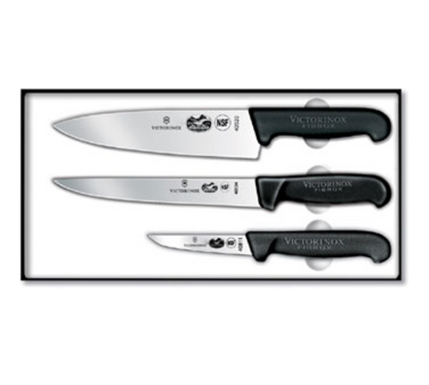Victorinox 5.1053.3-X3 3-Piece Fibrox Pro Chef's Knife Set with Black Handles