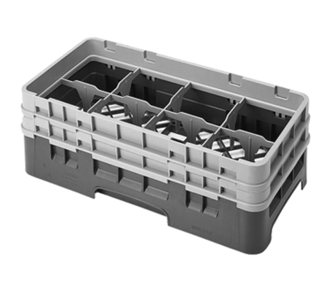 Cambro 8HS434167 Camrack Half-Size 8-Compartment Glass Rack w/ (2) Extenders, Brown