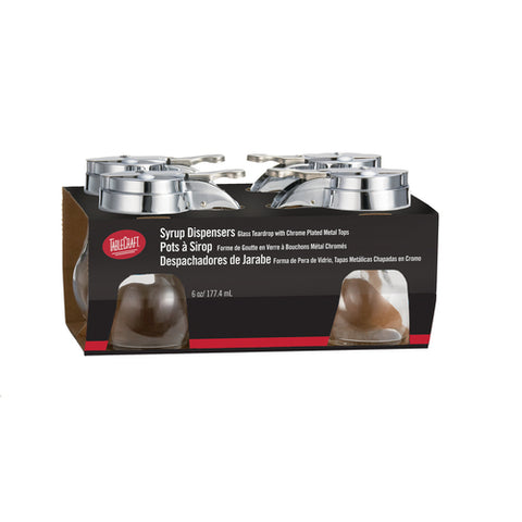 Tablecraft Products C406-4 6 oz Cash & Carry Teardrop Glass Syrup Dispenser, Pack of 4