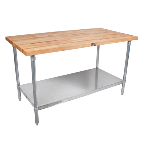 John Boos JNS03 Hard Rock Maple Work Table with Galvanized Undershelf, 60" x 24"