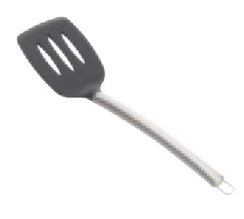 Tablecraft Products CW402 14" Slotted Serving Spatula with Black Silicone Head and Stainless Steel Handle
